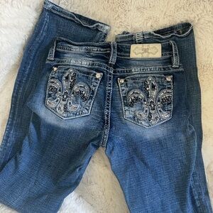 Miss Me Blue Boot Cut Jeans with Embellished Pockets
